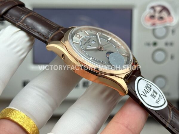 MKS Factory Vacheron Constantin Fiftysix 4000E/000R-B438 40mm Rose Gold Brown Leather Strap Arabic Numerals Silver Dial