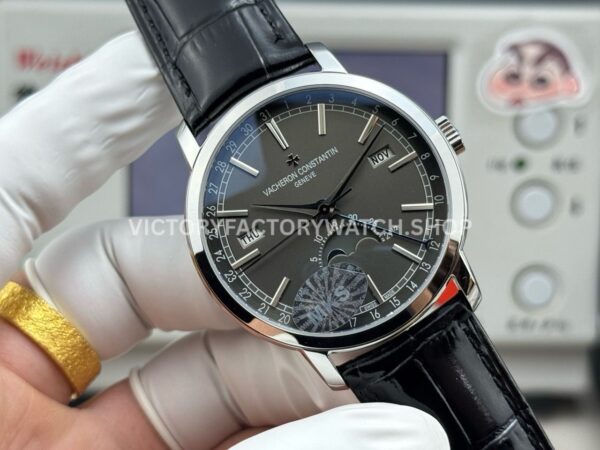 MKS Factory Vacheron Constantin Traditionnelle Complete Calendar 4010T/000G-B740 41mm White Gold Leather Strap Grey Dial