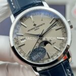 MKS Factory Vacheron Constantin Traditionnelle Complete Calendar 4010T/000P-B345 41mm White Gold Blue Leather Strap Silver Dial
