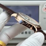 MKS Factory Vacheron Constantin Traditionnelle Complete Calendar 4010T/000R-B344 41mm Rose Gold Brown Leather Strap Silver Dial