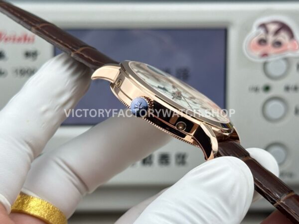 MKS Factory Vacheron Constantin Traditionnelle Complete Calendar 4010T/000R-B344 41mm Rose Gold Brown Leather Strap Silver Dial