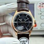 MKS Factory Vacheron Constantin Fiftysix 4000E 000R B065 rose gold leather strap Arabic numerals brown black dial replica watch