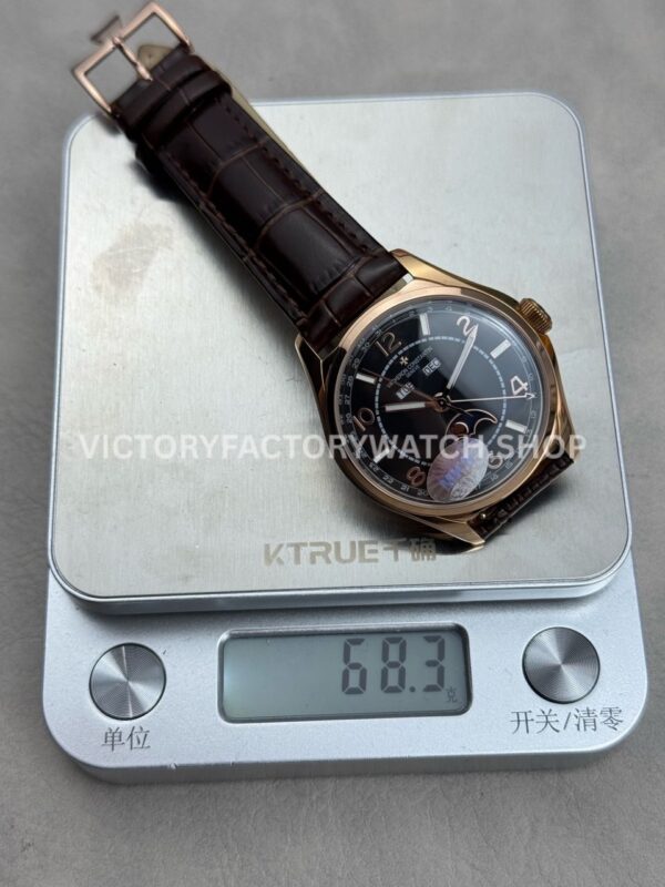 MKS Factory Vacheron Constantin Fiftysix 4000E/000R-B065 40mm Rose Gold Leather Strap Arabic Numerals Brown Black Dial