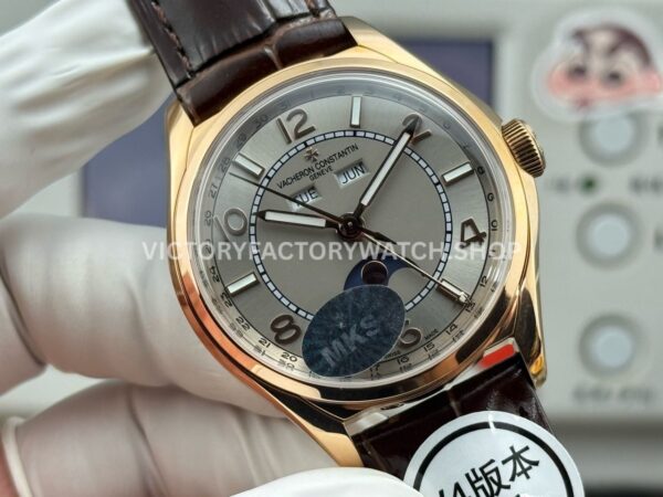 MKS Factory Vacheron Constantin Fiftysix 4000E/000R-B438 40mm Rose Gold Brown Leather Strap Arabic Numerals Silver Dial