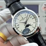 MKS Factory Vacheron Constantin Traditionnelle Complete Calendar 4010T/000P-B345 41mm White Gold Black Leather Strap Silver Dial