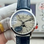 MKS Factory Vacheron Constantin Traditionnelle Complete Calendar 4010T 000P B345 41mm white gold blue leather strap silver dial replica watch