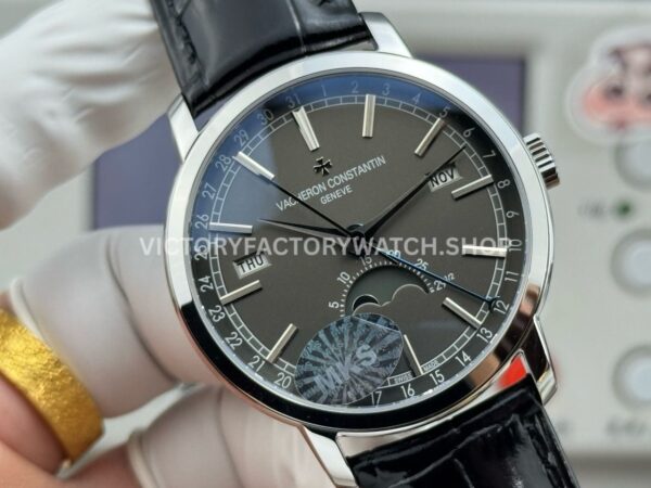 MKS Factory Vacheron Constantin Traditionnelle Complete Calendar 4010T/000G-B740 41mm White Gold Leather Strap Grey Dial