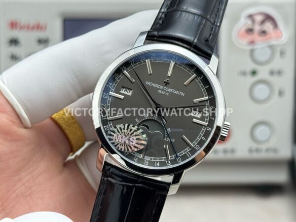 MKS Factory Vacheron Constantin Traditionnelle Complete Calendar 4010T/000G-B740 41mm White Gold Leather Strap Grey Dial