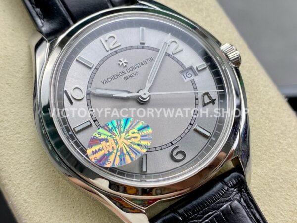 MKS Factory Vacheron Constantin Fiftysix 4600E/000A-B442 40mm Steel Leather Strap Arabic Numerals Silver Dial