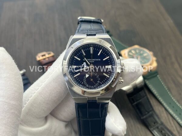 MKF Factory Vacheron Constantin Overseas Dual Time 7900V-110A-B334 Leather Strap Blue Dial (7) MKF Factory Vacheron Constantin Overseas Dual Time 7900V 110A B334 41mm leather strap blue dial replica watch