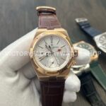 MKF Factory Vacheron Constantin Overseas Dual Time 7900V000R-B336 Leather Strap Rose Gold Silver Dial (10) MKF Factory Vacheron Constantin Overseas Dual Time 7900V 000R B336 41mm rose gold leather strap silver dial replica watch