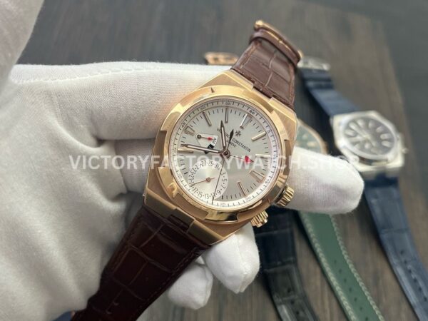MKF Factory Vacheron Constantin Overseas Dual Time 7900V000R-B336 Leather Strap Rose Gold Silver Dial (5) MKF Factory Vacheron Constantin Overseas Dual Time 7900V/000R-B336 41mm Rose Gold Leather Strap Silver Dial