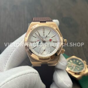 MKF Factory Vacheron Constantin Overseas Dual Time 7900V 000R B336 41mm rose gold rubber strap silver dial replica watch