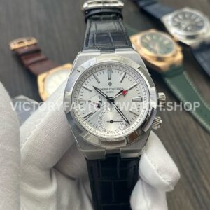 MKF Factory Vacheron Constantin Overseas Dual Time 7900V 110A B333 41mm leather strap silver dial replica watch