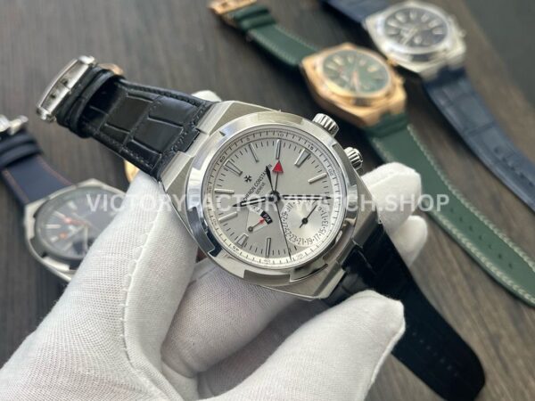 MKF Factory Vacheron Constantin Overseas Dual Time 7900V110A-B333 Leather Strap Silver Dial (3) MKF Factory Vacheron Constantin Overseas Dual Time 7900V/110A-B333 41mm Leather Strap Silver Dial