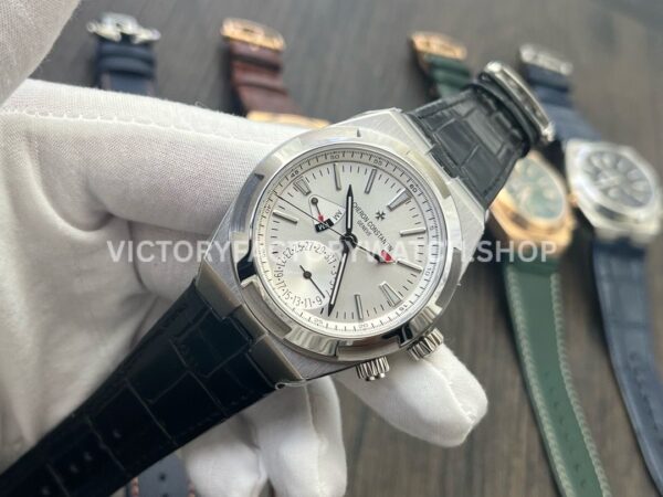 MKF Factory Vacheron Constantin Overseas Dual Time 7900V110A-B333 Leather Strap Silver Dial (5) MKF Factory Vacheron Constantin Overseas Dual Time 7900V/110A-B333 41mm Leather Strap Silver Dial