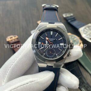 MKF Factory Vacheron Constantin Overseas Dual Time 7910V 000T B922 41mm canvas strap gray blue dial replica watch