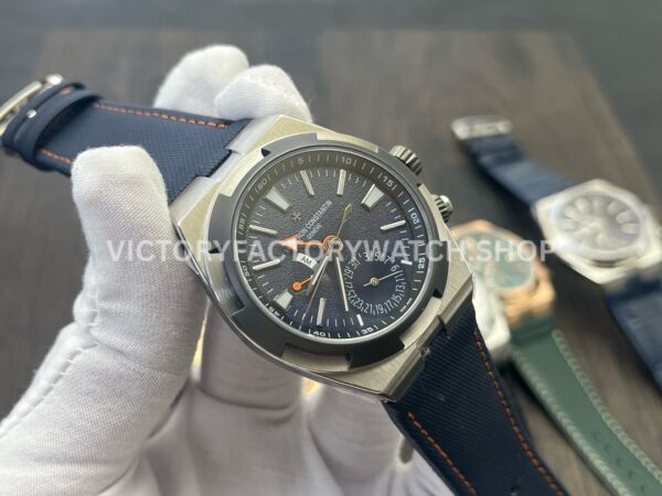 MKF Factory Vacheron Constantin Overseas Dual Time 7910V000T-B922 Canvas Strap Gray Blue Dial (8) MKF Factory Vacheron Constantin Overseas Dual Time 7910V/000T-B922 41mm Canvas Strap Gray Blue Dial