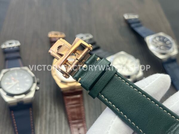 MKF Factory Vacheron Constantin Overseas Dual Time 7920V210R-B965 Leather Strap Rose Gold Green Dial (7) MKF Factory Vacheron Constantin Overseas Dual Time 7920V/210R-B965 41mm Leather Strap Rose Gold Green Dial