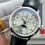 MKS Factory Vacheron Constantin Traditionnelle Complete Calendar 4010T/000P-B345 41mm White Gold Black Leather Strap Silver Dial