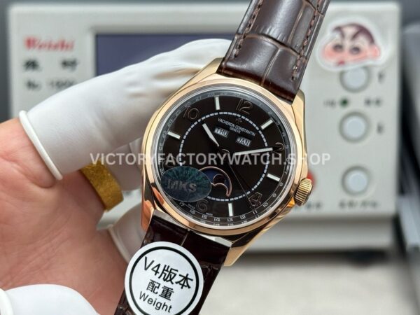 MKS Factory Vacheron Constantin Fiftysix 4000E 40mm Rose Gold Leather Strap Arabic Numerals Black Dial (1) MKS Factory Vacheron Constantin Fiftysix 4000E 40mm Rose Gold Leather Strap Arabic Numerals Black Dial