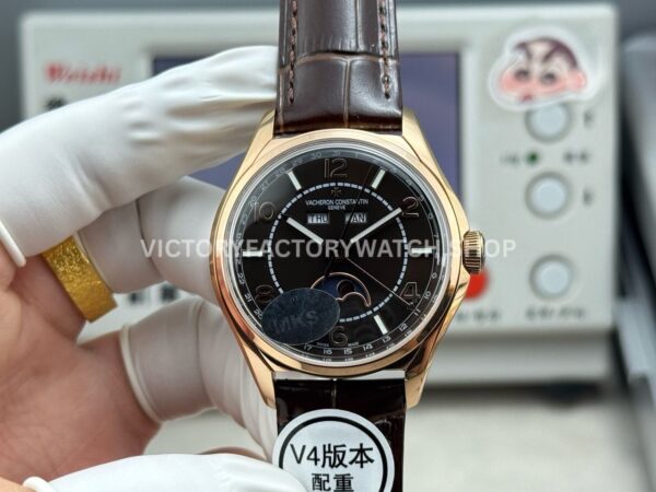 MKS Factory Vacheron Constantin Fiftysix 4000E 40mm Rose Gold Leather Strap Arabic Numerals Black Dial (2) MKS Factory Vacheron Constantin Fiftysix 4000E 40mm rose gold leather strap Arabic numerals black dial replica watch