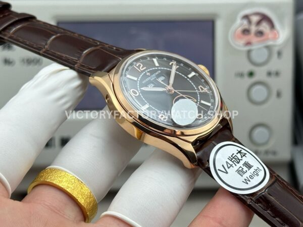 MKS Factory Vacheron Constantin Fiftysix 4000E 40mm Rose Gold Leather Strap Arabic Numerals Black Dial (9) MKS Factory Vacheron Constantin Fiftysix 4000E 40mm Rose Gold Leather Strap Arabic Numerals Black Dial