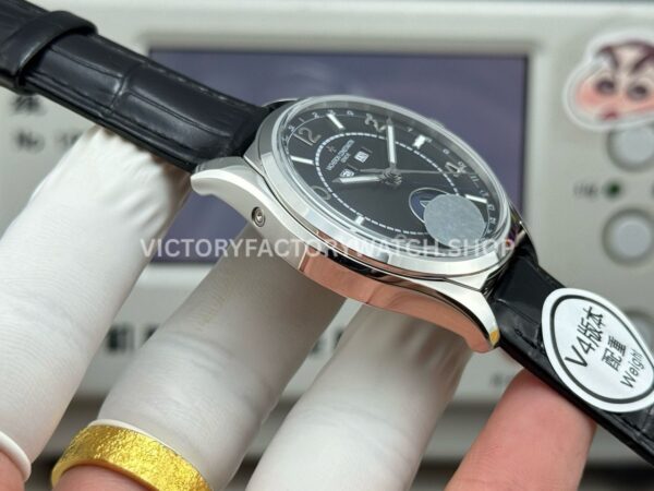 MKS Factory Vacheron Constantin Fiftysix 4000E 40mm Steel Leather Strap Arabic Numerals Black Dial (1) MKS Factory Vacheron Constantin Fiftysix 4000E 40mm Steel Leather Strap Arabic Numerals Black Dial