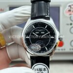 MKS Factory Vacheron Constantin Fiftysix 4000E 40mm Steel Leather Strap Arabic Numerals Black Dial (5) MKS Factory Vacheron Constantin Fiftysix 4000E 40mm steel leather strap Arabic numerals black dial replica watch