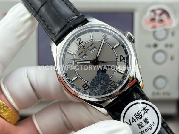 MKS Factory Vacheron Constantin Fiftysix 4000E 40mm Steel Leather Strap Arabic Numerals Grey Dial (8) MKS Factory Vacheron Constantin Fiftysix 4000E 40mm Steel Leather Strap Arabic Numerals Grey Dial