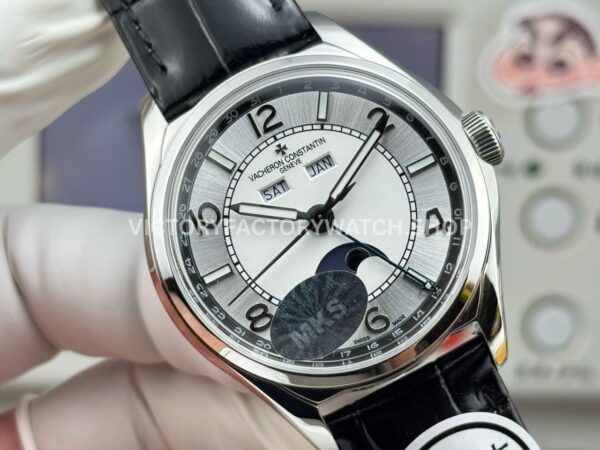 MKS Factory Vacheron Constantin Fiftysix 4000E000A-B439 40mm Steel Leather Strap Arabic Numerals Silver Dial (3) MKS Factory Vacheron Constantin Fiftysix 4000E/000A-B439 40mm Steel Leather Strap Arabic Numerals Silver Dial