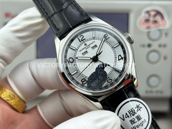 MKS Factory Vacheron Constantin Fiftysix 4000E000A-B439 40mm Steel Leather Strap Arabic Numerals Silver Dial (5) MKS Factory Vacheron Constantin Fiftysix 4000E/000A-B439 40mm Steel Leather Strap Arabic Numerals Silver Dial