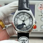 MKS Factory Vacheron Constantin Fiftysix 4000E000A-B439 40mm Steel Leather Strap Arabic Numerals Silver Dial (7) MKS Factory Vacheron Constantin Fiftysix 4000E 000A B439 steel leather strap Arabic numerals silver dial replica watch