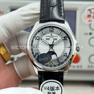 MKS Factory Vacheron Constantin Fiftysix 4000E000A-B439 40mm Steel Leather Strap Arabic Numerals Silver Dial (7) MKS Factory Vacheron Constantin Fiftysix 4000E 000A B439 steel leather strap Arabic numerals silver dial replica watch