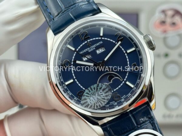 MKS Factory Vacheron Constantin Fiftysix 4000E000A-B548 40mm Steel Leather Strap Arabic Numerals Blue Dial (4) MKS Factory Vacheron Constantin Fiftysix 4000E/000A-B548 40mm Steel Leather Strap Arabic Numerals Blue Dial