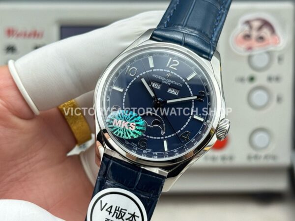 MKS Factory Vacheron Constantin Fiftysix 4000E000A-B548 40mm Steel Leather Strap Arabic Numerals Blue Dial (5) MKS Factory Vacheron Constantin Fiftysix 4000E/000A-B548 40mm Steel Leather Strap Arabic Numerals Blue Dial