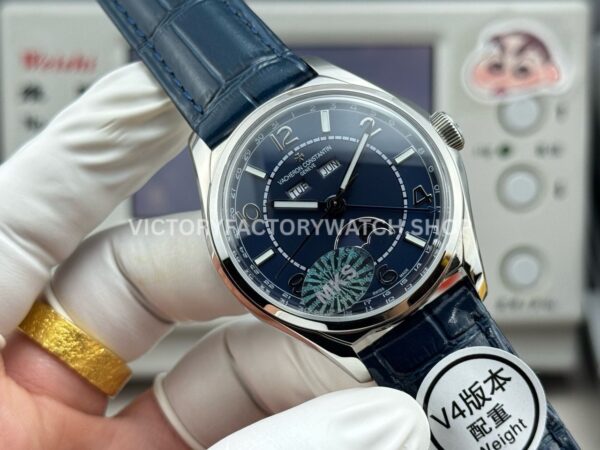 MKS Factory Vacheron Constantin Fiftysix 4000E000A-B548 40mm Steel Leather Strap Arabic Numerals Blue Dial (6) MKS Factory Vacheron Constantin Fiftysix 4000E/000A-B548 40mm Steel Leather Strap Arabic Numerals Blue Dial