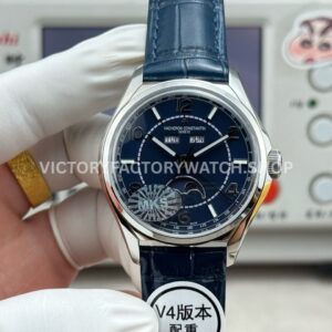 MKS Factory Vacheron Constantin Fiftysix 4000E000A-B548 40mm Steel Leather Strap Arabic Numerals Blue Dial (8) MKS Factory Vacheron Constantin Fiftysix 4000E 000A B548 steel leather strap Arabic numerals blue dial replica watch