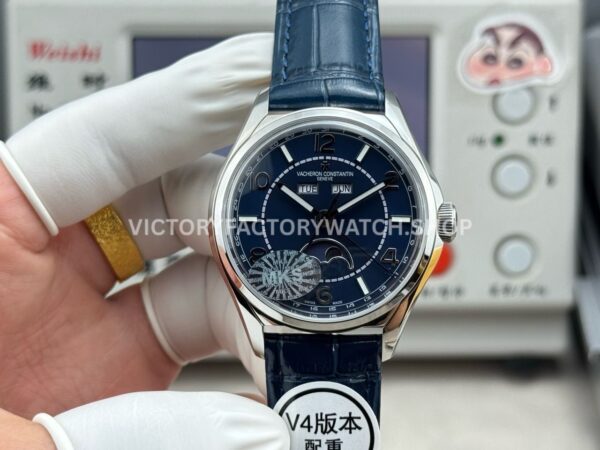 MKS Factory Vacheron Constantin Fiftysix 4000E000A-B548 40mm Steel Leather Strap Arabic Numerals Blue Dial (8) MKS Factory Vacheron Constantin Fiftysix 4000E 000A B548 steel leather strap Arabic numerals blue dial replica watch