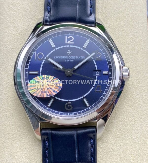 MKS Factory Vacheron Constantin Fiftysix 4600E000A-B487 40mm Steel Leather Strap Arabic Nu ( (9) MKS Factory Vacheron Constantin Fiftysix 4600E 000A B487 40mm steel leather strap Arabic numerals blue dial replica watch