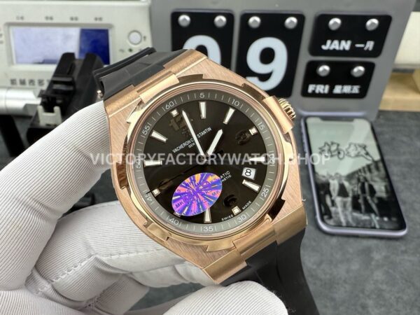 MKS Factory Vacheron Constantin Overseas 47040/000R-9666 Rose Gold Rubber Strap Arabic Numerals Brown Dial