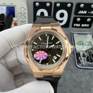 MKS Factory Vacheron Constantin Overseas 47040000R-9666 Rose Gold Rubber Strap Arabic Numerals Brown Dial (4) MKS Factory Vacheron Constantin Overseas 47040 000R 9666 rose gold rubber strap Arabic numerals brown dial replica watch