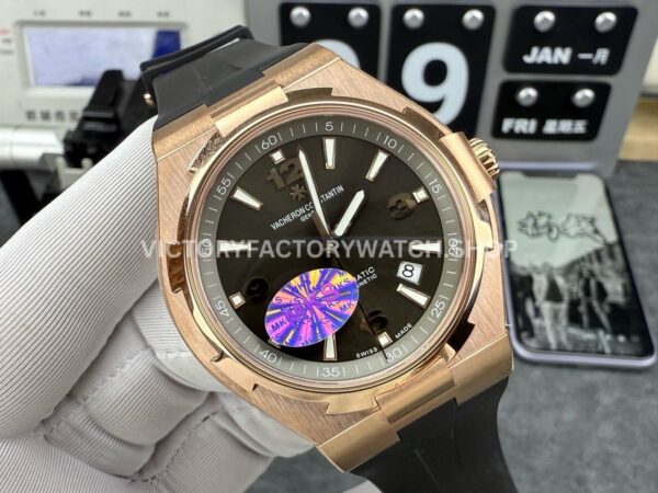 MKS Factory Vacheron Constantin Overseas 47040/000R-9666 Rose Gold Rubber Strap Arabic Numerals Brown Dial