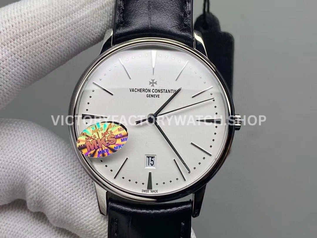 MKS Factory Vacheron Constantin Patrimony 85180 000G 9230 40mm steel leather strap white dial replica watch