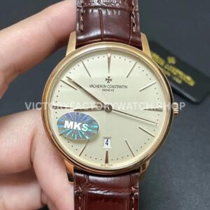 MKS Factory Vacheron Constantin Patrimony 85180-000R-9248 40mm Rose Gold Leather Strap White Dia (3) MKS Factory Vacheron Constantin Patrimony 85180 000R 9248 40mm rose gold leather strap white dial replica watch