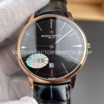 MKS Factory Vacheron Constantin Patrimony 85180000R-9166 40mm Rose Gold Leather Strap Black Dial (1) MKS Factory Vacheron Constantin Patrimony 85180 000R 9166 40mm rose gold leather strap black dial replica watch
