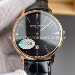 MKS Factory Vacheron Constantin Patrimony 85180000R-9166 40mm Rose Gold Leather Strap Black Dial (1) MKS Factory Vacheron Constantin Patrimony 85180 000R 9166 40mm rose gold leather strap black dial replica watch