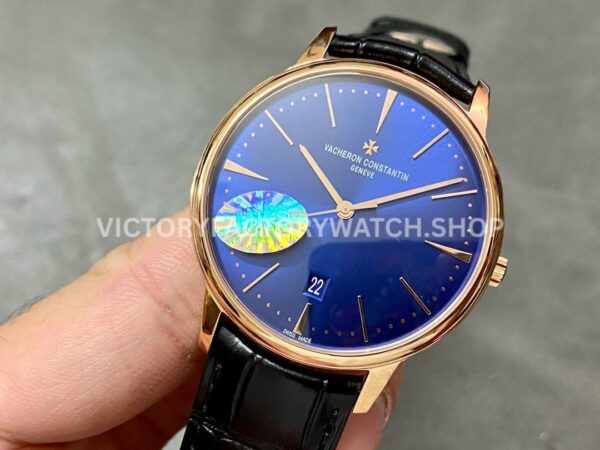 MKS Factory Vacheron Constantin Patrimony 85180000R-B515 40mm Rose Gold Leather Strap Blue Dial ( (5) MKS Factory Vacheron Constantin Patrimony 85180/000R-B515 40mm Rose Gold Leather Strap Blue Dial