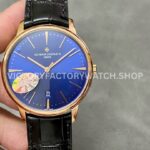 MKS Factory Vacheron Constantin Patrimony 85180000R-B515 40mm Rose Gold Leather Strap Blue Dial ( (8) MKS Factory Vacheron Constantin Patrimony 85180 000R B515 40mm rose gold leather strap blue dial replica watch