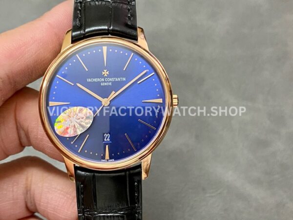 MKS Factory Vacheron Constantin Patrimony 85180000R-B515 40mm Rose Gold Leather Strap Blue Dial ( (8) MKS Factory Vacheron Constantin Patrimony 85180 000R B515 40mm rose gold leather strap blue dial replica watch